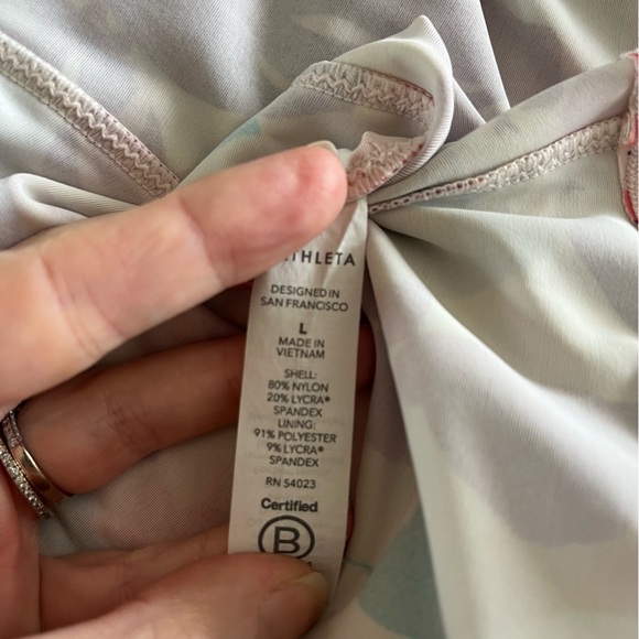 ATHLETA Tropical Daybreak Triangle Tankini Top in Pink Multi - Picture 9 of 10